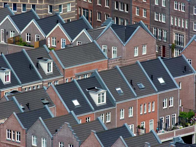 Luchtfoto van een Nederlandse woonwijk